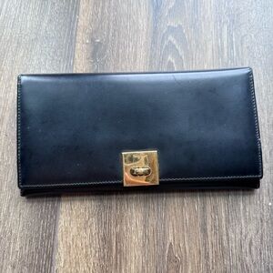 Salvatore Ferragamo Gancini Black Smooth Leather Wallet